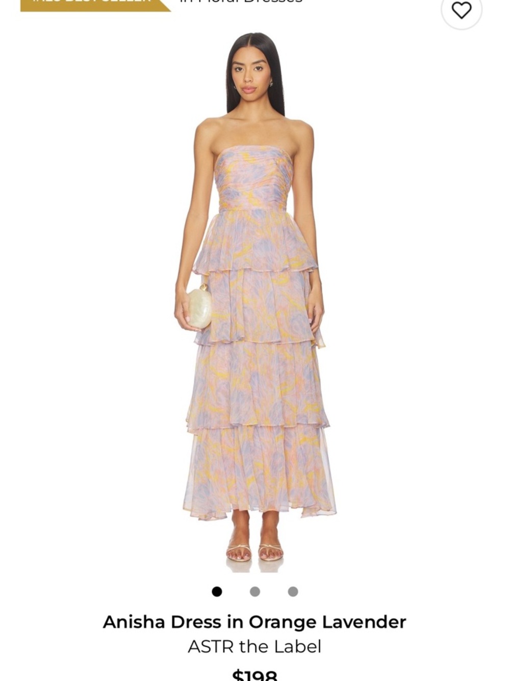 ASTR Tiered Strapless Dress in Lavender and Orange